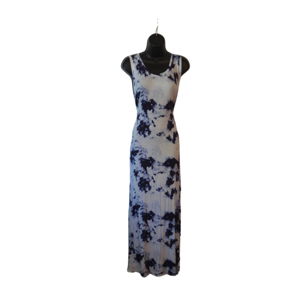 Blue and White Tie Dye Maxi Dress